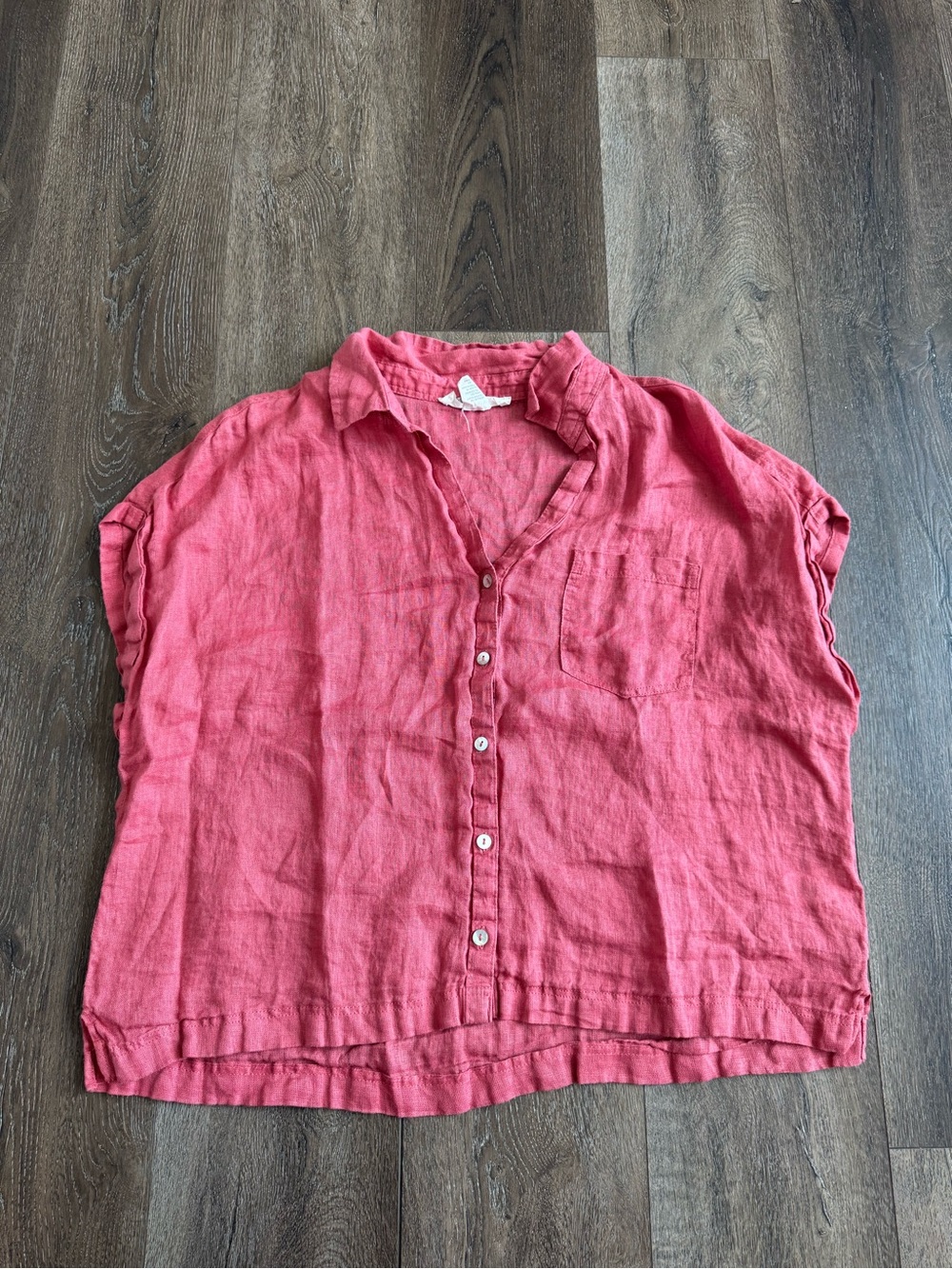 C&C California Linen Relaxed Button-Front Top Coral/Mauve Size XL